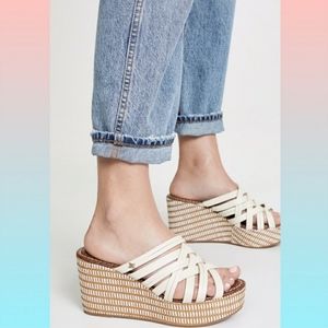 Sam Edelman Devon Ivory Leather Wedges Size 10M